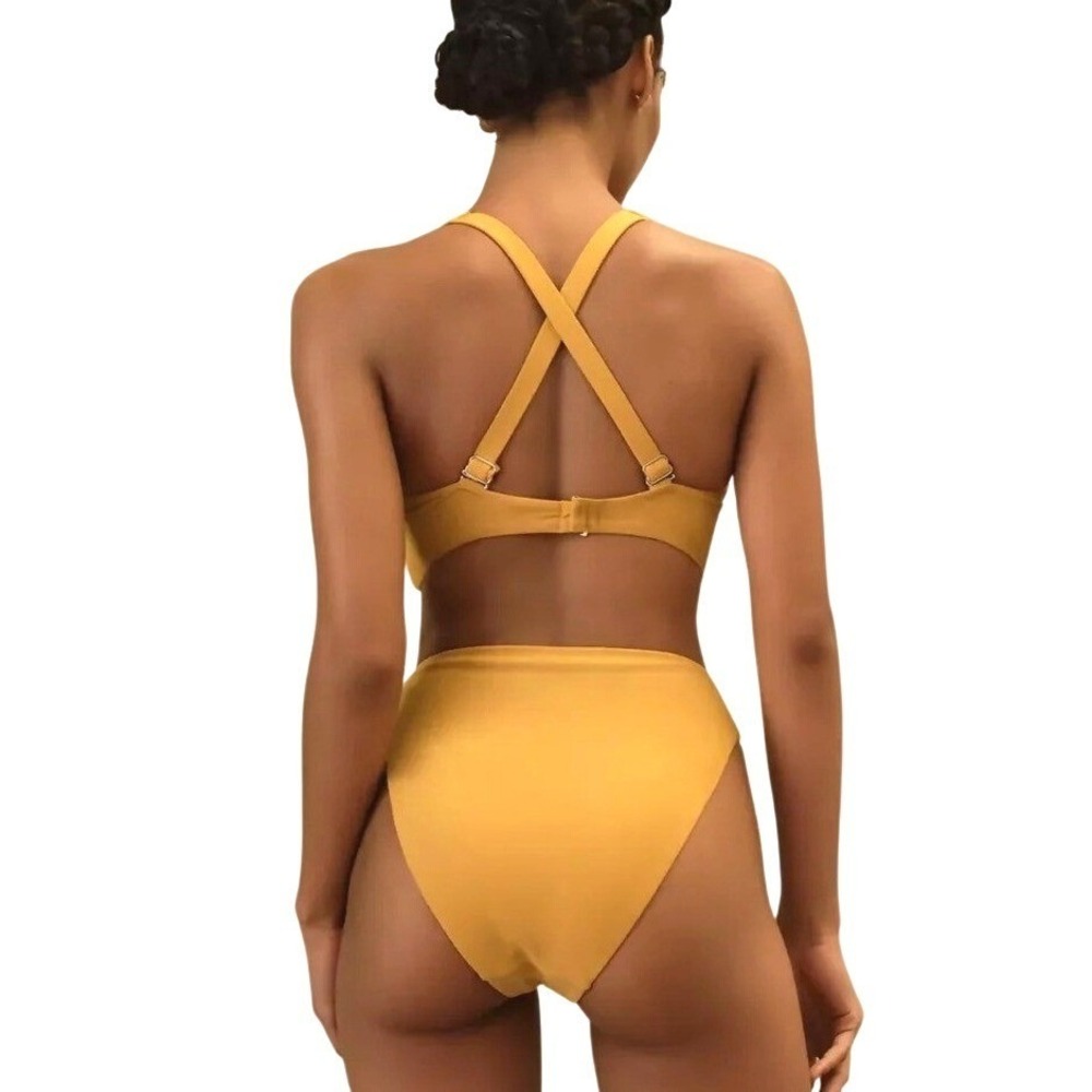 Andrea Iyamah Kasa Bikini Set Sand Yellow Underwire Top M High Waist Bottom M - Picture 3 of 13
